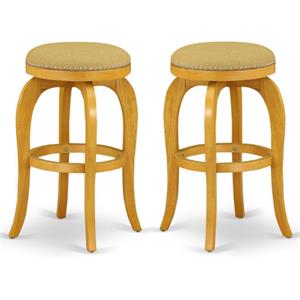 Home Square 30&quot Wood Backless Bar Stool in Vegas Gold & Oak - Set of 2