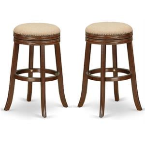 Home Square 30&quot Wood Backless Bar Stool in Mocha & Mahogany - Set of 2