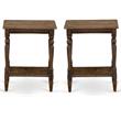 Home Square Wood End Table with Open Storage in Jacobean Brown - Set of 2