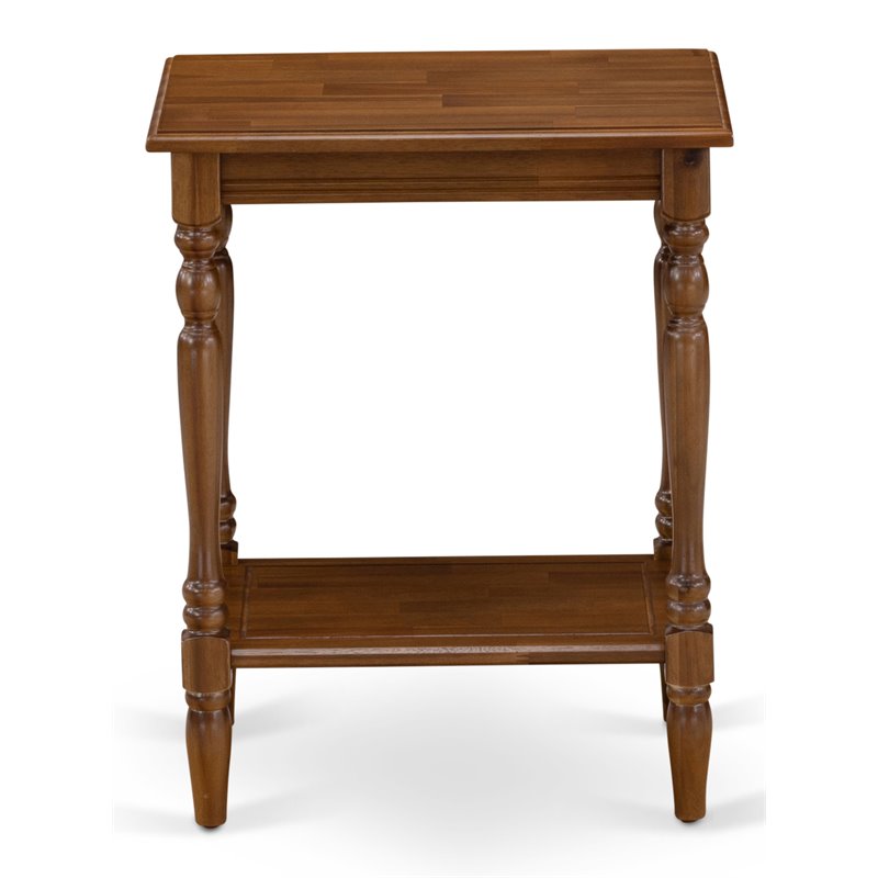 Home Square Wood End Table with Open Storage in Antique Walnut - Set of 2