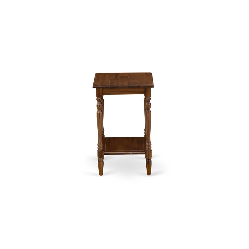 Home Square Wood End Table with Open Storage in Antique Walnut - Set of 2