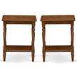 Home Square Wood End Table with Open Storage in Antique Walnut - Set of 2