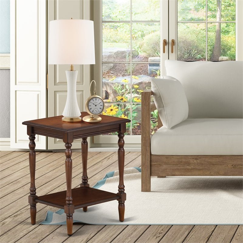 Home Square Wood End Table w & Open Storage in Antique Mahogany - Set of 2