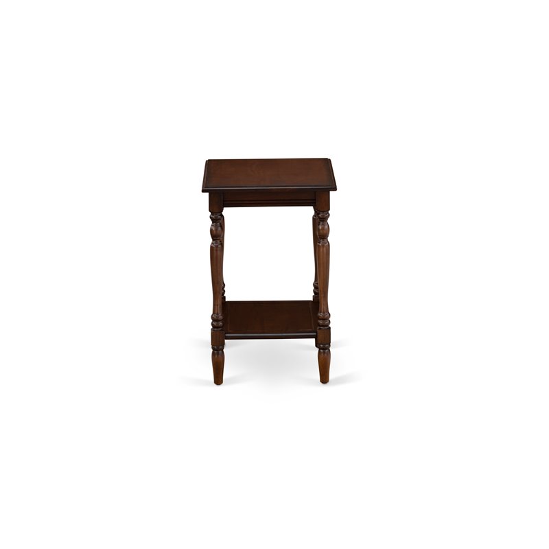 Home Square Wood End Table w & Open Storage in Antique Mahogany - Set of 2