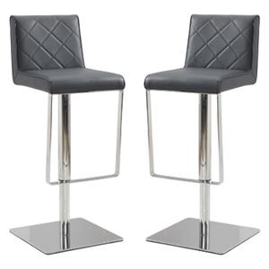 home square modern stainless steel adjustable bar stool in gray
