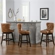 Home Square Tufted High Back Counter Height Barstool in Tan Brown - Set of 2