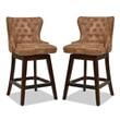 Home Square Tufted High Back Counter Height Barstool in Tan Brown - Set of 2