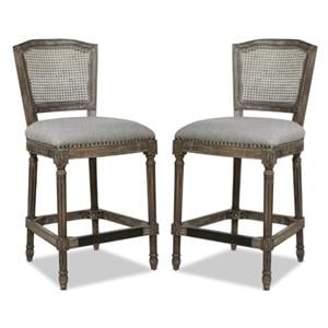 Home Square Rattan Wicker High Back Bar Stool in Dark Heathered Gray - Set of 2