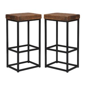 Home Square 30&quot Pine Barstool in Rustic Mahogany and Bronze-black - Set of 2