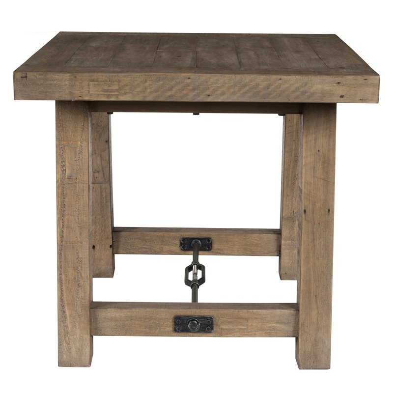 Home Square Reclaimed Pine End Table in Weathered Gray - Set of 2