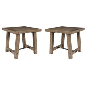 Home Square Reclaimed Pine End Table in Weathered Gray - Set of 2