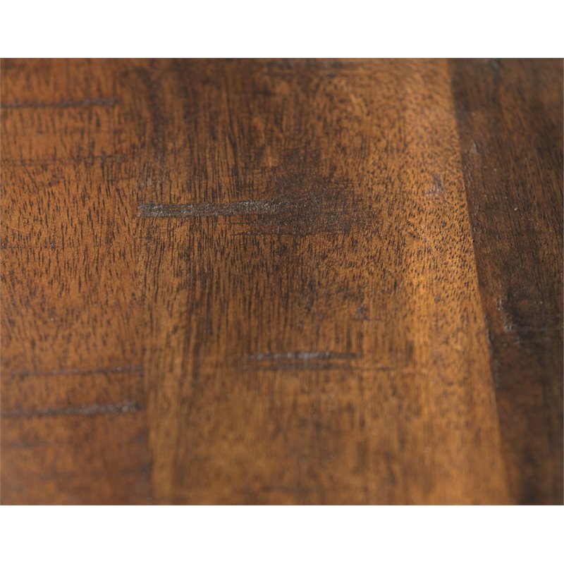 Home Square Round Mango Wood and Iron End Table in Chestnut Brown - Set of 2