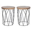 Home Square Round Mango Wood and Iron End Table in Chestnut Brown - Set of 2