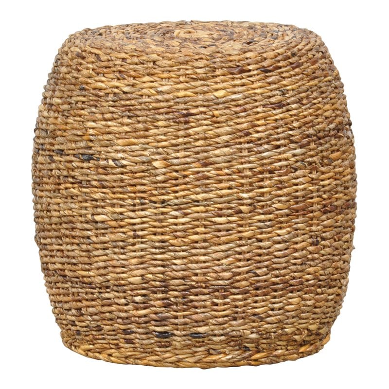 Home Square Round Rattan Abaca End Table in Multi Brown - Set of 2