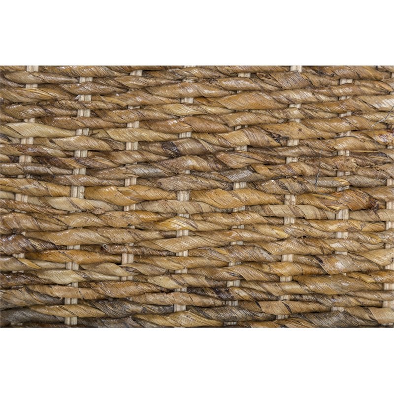 Home Square Round Rattan Abaca End Table in Multi Brown - Set of 2