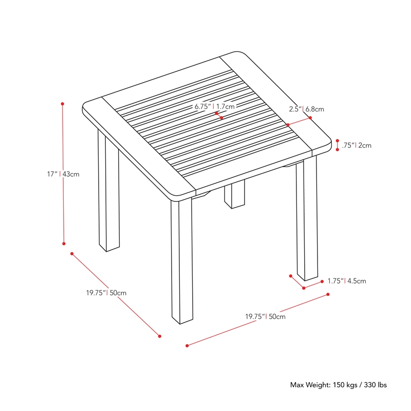 Home Square Wood Outdoor Side Table in Natural Finish - Set