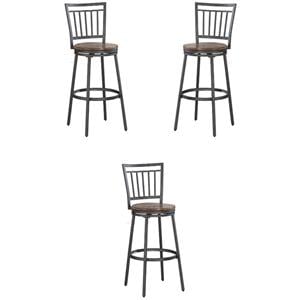Home Square 25&quot Swivel Counter Stool in Slate Gray - Set of 3