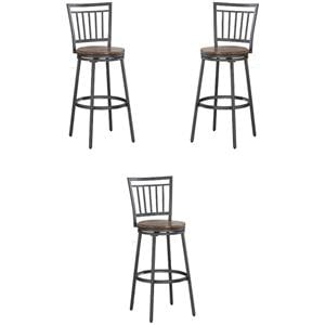 Home Square 30&quot Swivel Wood Bar Stool in Slate Gray - Set of 3