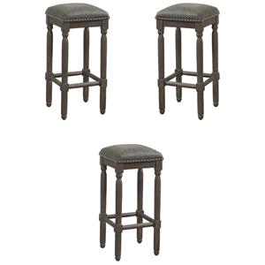Home Square 26&quot Backless Counter Stool in Driftwood Gray - Set of 3