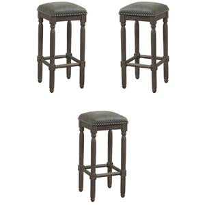 Home Square 30&quot Backless Bar Stool in Driftwood Gray - Set of 3