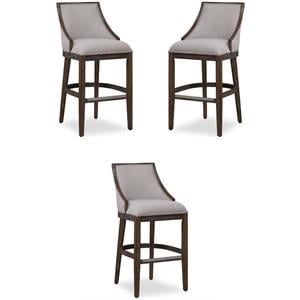 Home Square 30&quot Stationary Bar Stool in Drift Brown and Beige - Set of 3