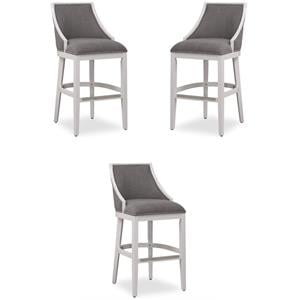 Home Square 26&quot Stationary Counter Stool in Off White and Gray - Set of 3