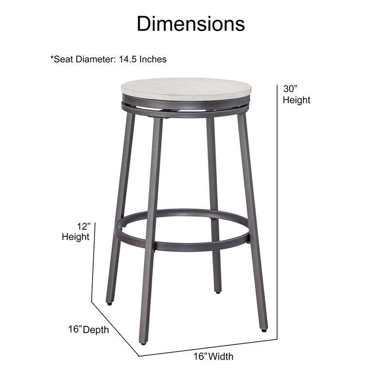 Home Square Backless Metal Bar Stool in Gray Finish - Set of 3