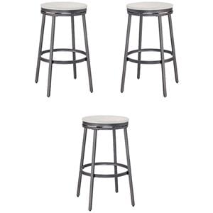 Home Square Backless Metal Bar Stool in Gray Finish - Set of 3