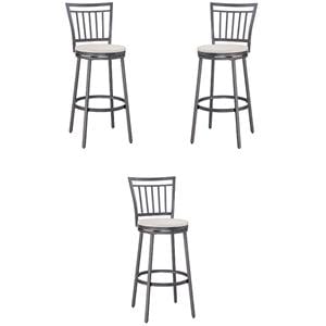 Home Square Metal Swivel Counter Stool in Gray Finish - Set of 3