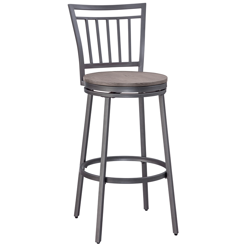 Home Square Metal Swivel Bar Stool in Gray Finish - Set of 3
