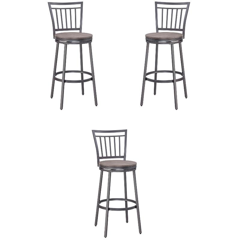 Home Square Metal Swivel Bar Stool in Gray Finish - Set of 3