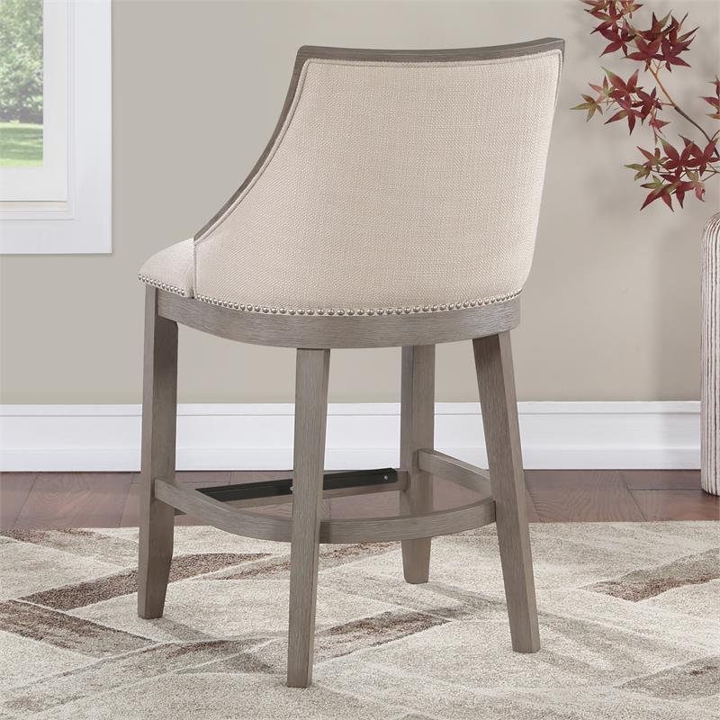Home Square Solid Wood Driftwood Counter Stool in Gray Finish - Set of 3
