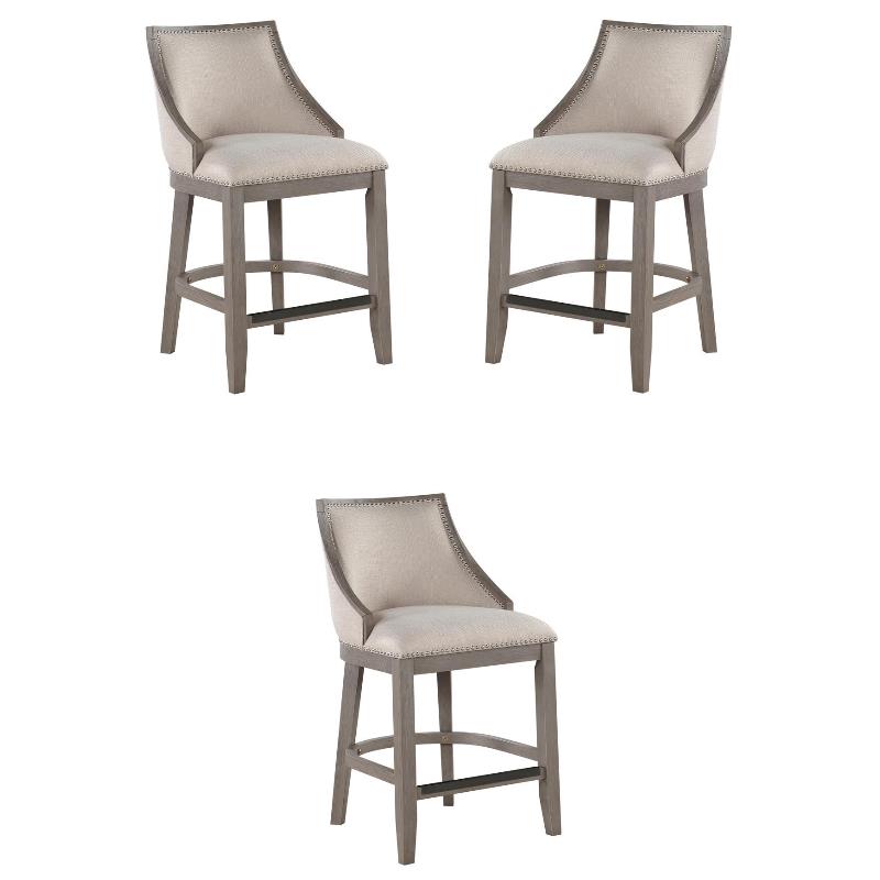 Home Square Solid Wood Driftwood Counter Stool in Gray Finish - Set of 3