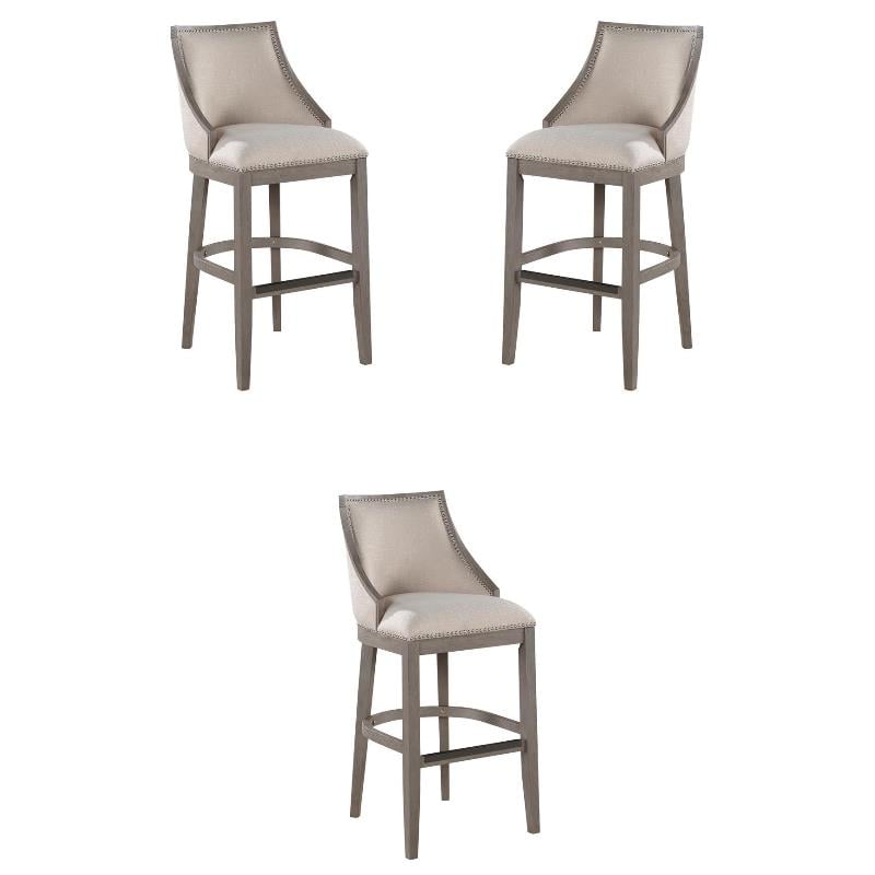 Home Square Solid Driftwood Bar Stool in Gray Finish - Set of 3