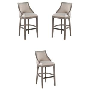 Home Square Solid Driftwood Bar Stool in Gray Finish - Set of 3