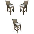 Home Square Rattan and Wood Barstool in Kubu Gray - Set of 3