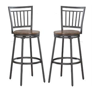 Home Square 25&quot Swivel Counter Stool in Slate Gray - Set of 2
