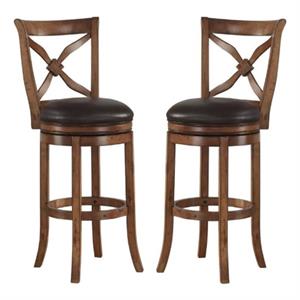 Home Square 26&quot Swivel Counter Stool in Light Oak - Set of 2