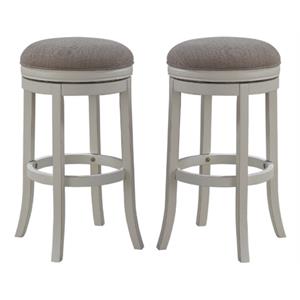 Home Square 26&quot Backless Counter Stool in Distressed Antique White - Set of 2