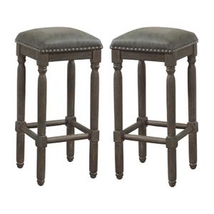Home Square 26&quot Backless Counter Stool in Driftwood Gray - Set of 2