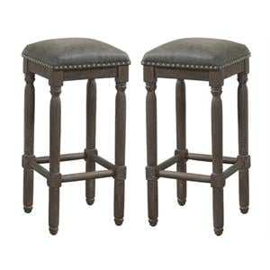 Home Square 30&quot Backless Bar Stool in Driftwood Gray - Set of 2