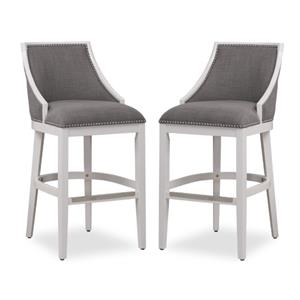 Home Square 26&quot Stationary Counter Stool in Off White and Gray - Set of 2