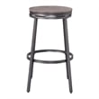 Home Square Metal and Wood Backless Bar Stool in Gray - Set of 2