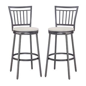 Home Square Metal Swivel Counter Stool in Gray Finish - Set of 2