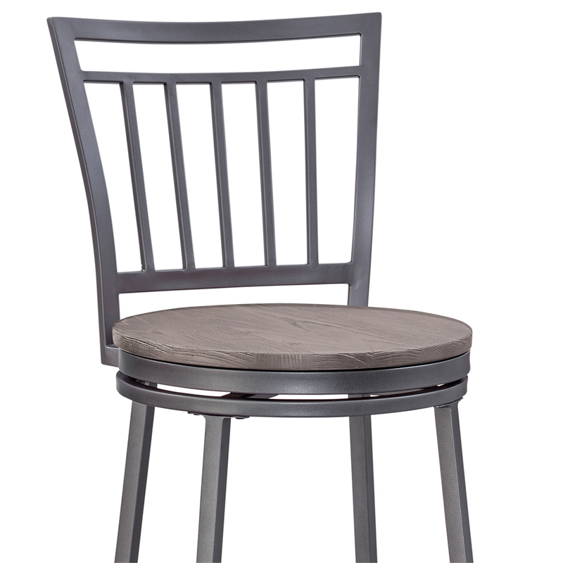 Home Square Metal Swivel Bar Stool in Gray Finish - Set of 2