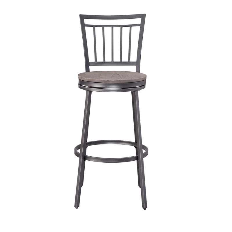 Home Square Metal Swivel Bar Stool in Gray Finish - Set of 2