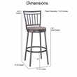 Home Square Metal Swivel Bar Stool in Gray Finish - Set of 2