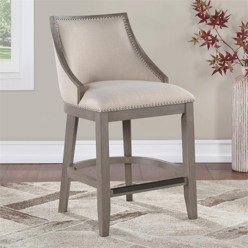 Home Square Solid Wood Driftwood Counter Stool in Gray Finish - Set of 2