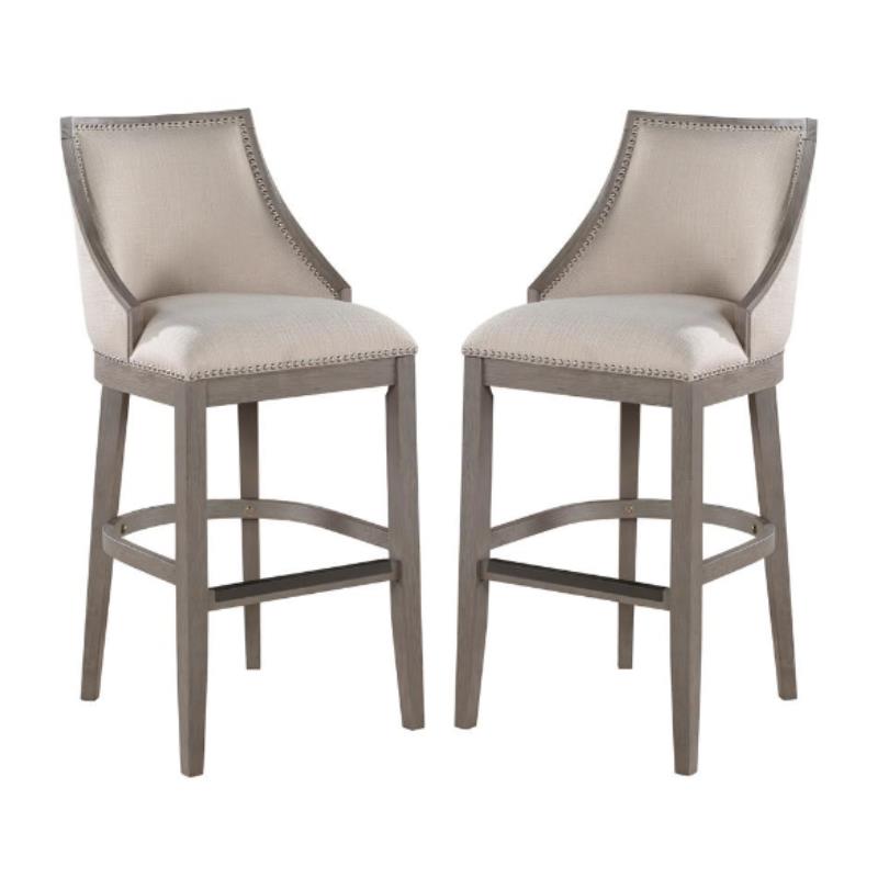 Home Square Solid Driftwood Bar Stool in Gray Finish - Set of 2