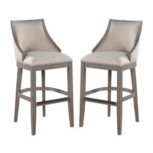 Home Square Solid Driftwood Bar Stool in Gray Finish - Set of 2